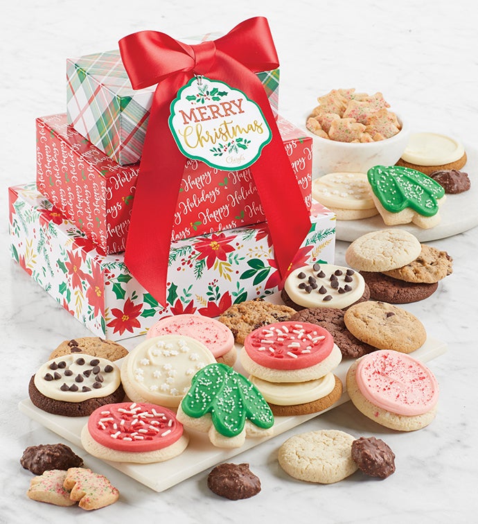 Traditional Merry Christmas Gift Tower